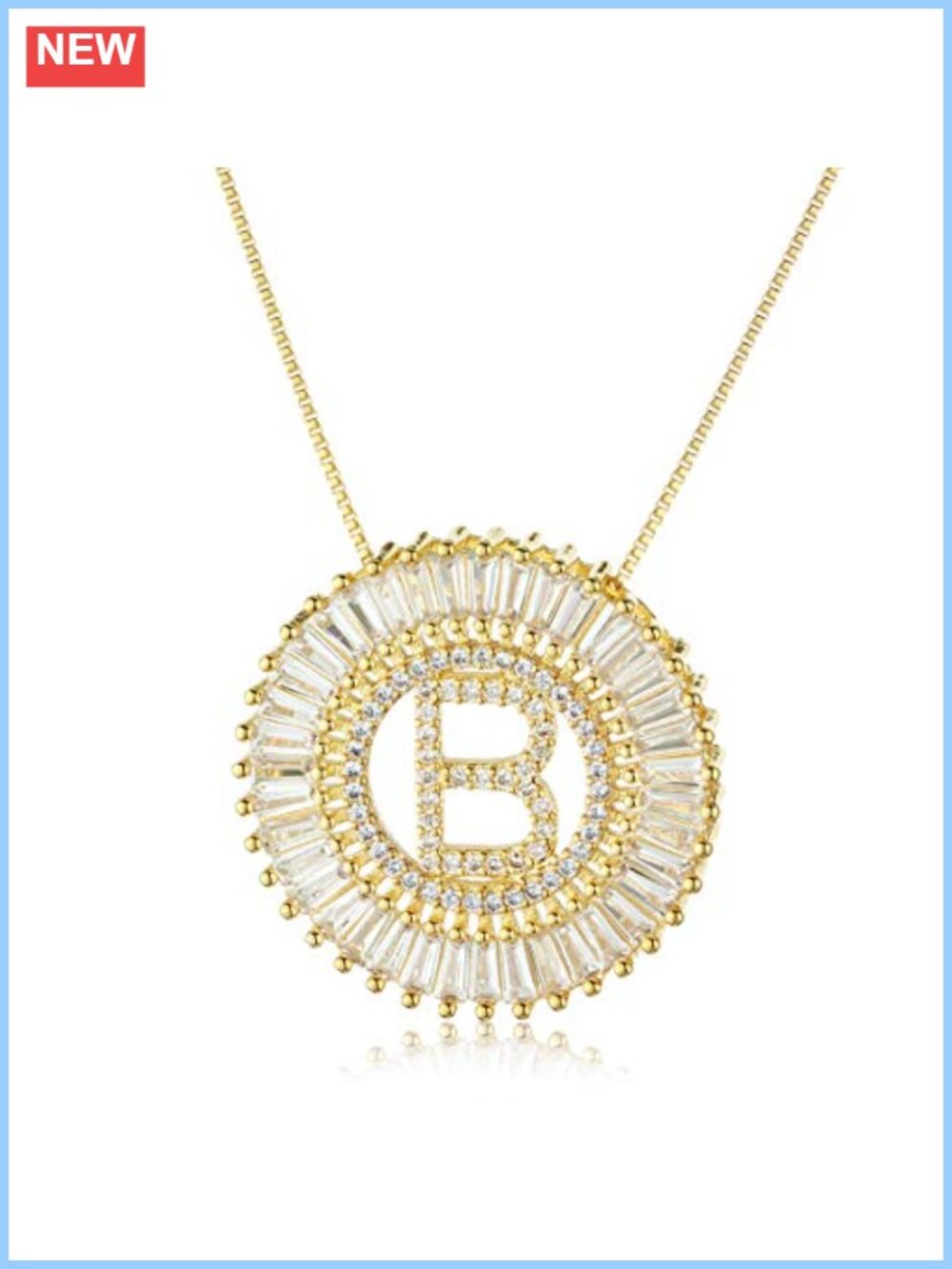 A-Z Initial Pendant Necklace Copper Zircon Letter Charm Women